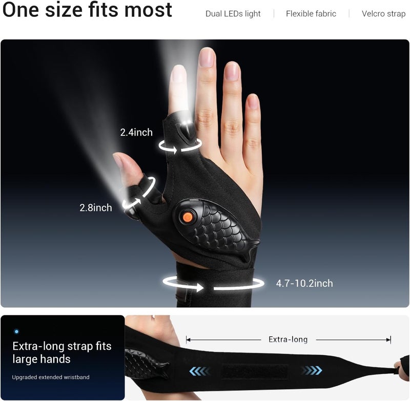 ThxToms Flashlight Gloves Rechargeable, Valentines Day Birthday for Men Husband Boyfriend Dad Him, Cool Gadgets Tools Finger Lights Waterproof for Repairing Fishing - Image 3